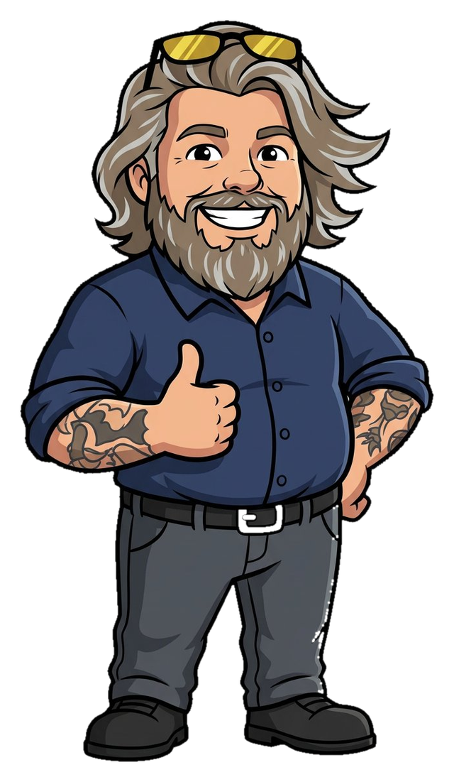 Cartoon of the Misko Mountain pitmaster giving a thumbs up